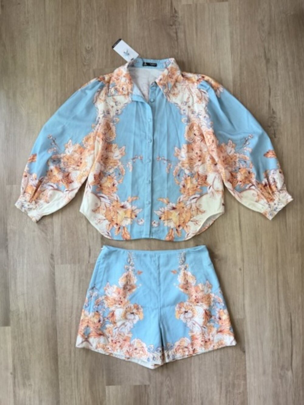 Anewsta Floral Two Piece Set Blouse Shorts NWT